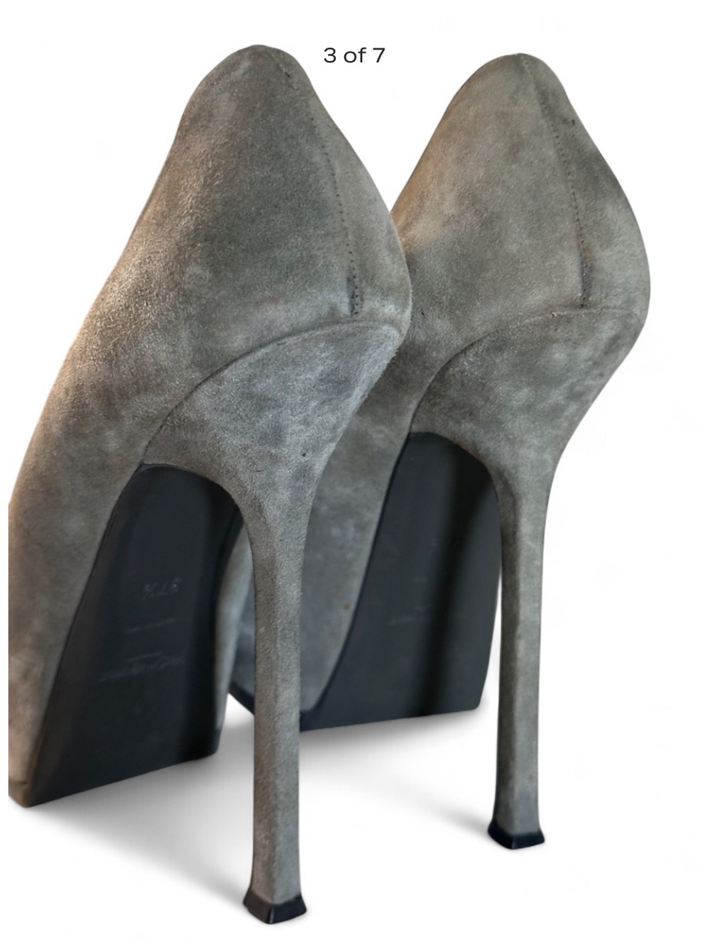 YSL Olive Suede Platform Pumps with Patent Toe - Picture 5 of 10